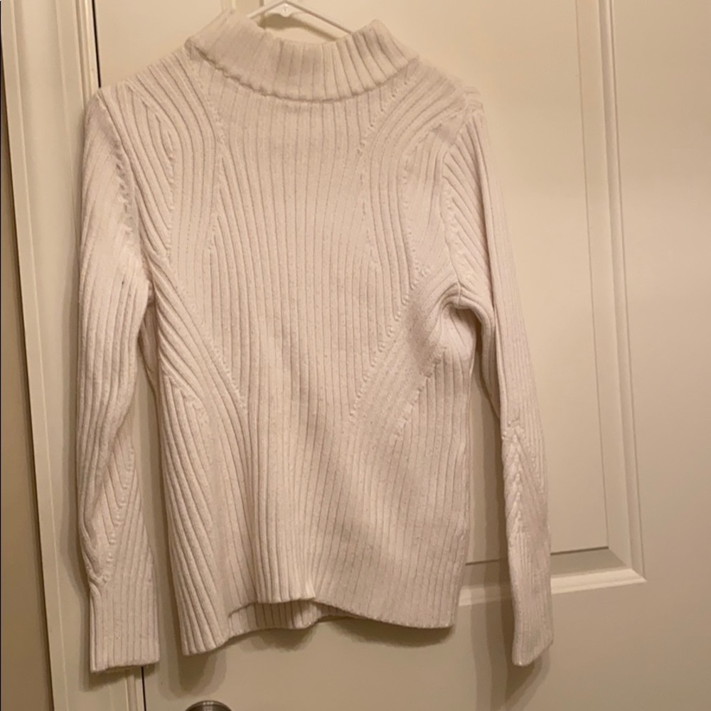 Thick white turtleneck sweater